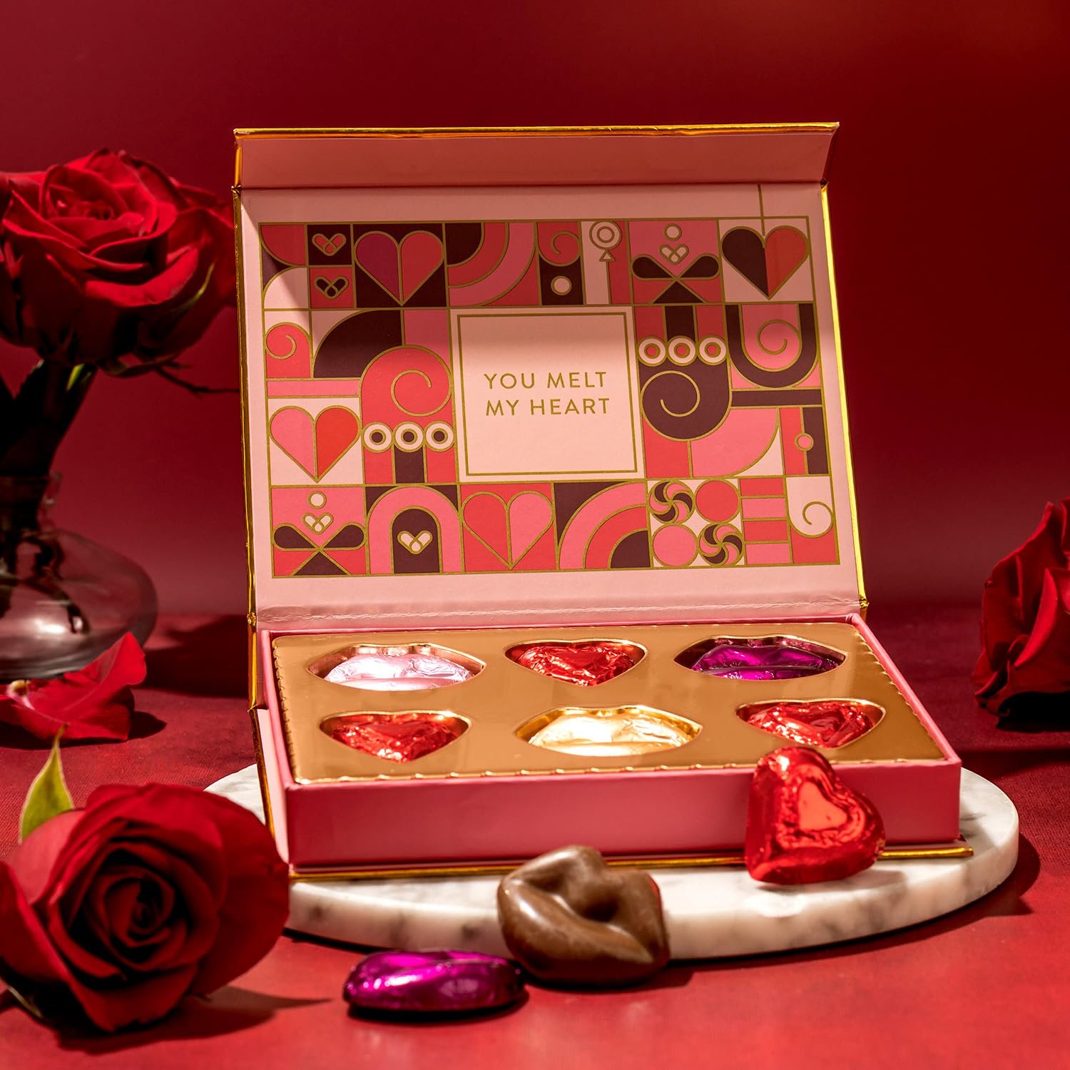 Valentine's Day Chocolate Card Gift Box, 6 Individually Wrapped Chocolates, Food Sweets Candy Gift, Romantic Gift for Wife, Girlfriend, Mom, Love, Women, Bonnie and Pop - Image 6