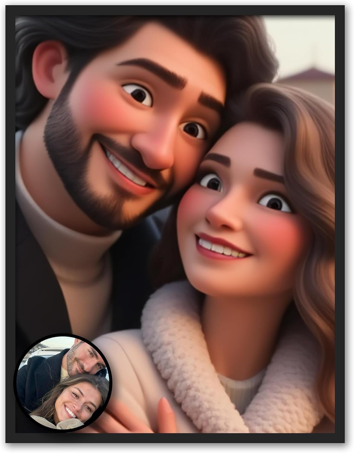 Julyly POD Custom Cartoon Portrait, Custom Couple Portrait Wall Art Print, Portraits from Photo, Personalized Gift for Her, Him, Wife, Husband, Gifts Valentine Birthday Wedding Christmas for Men Women