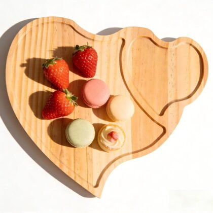Heart Charcuterie Boards - Valentines Bamboo Cutting Heart Shaped Decoration Decor Supplies, Wood Serving Tray, Food Platter Valentines Gifts