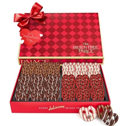 Gluten Free Palace Valentine’s Day Gift Box – Gourmet Chocolate Covered Pretzels – Gluten Free Chocolate Treats and Snack Basket for Him & Her – Valentines Day Gift Idea (4 Flavors)