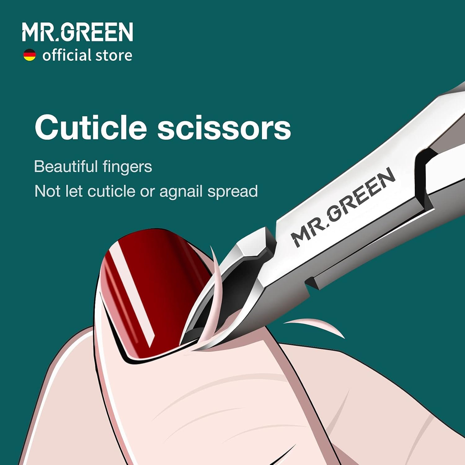 MR.GREEN Cuticle Nippers Nail Manicure Scissors Cuticle Clippers Trimmer Dead Skin Remover Stainless Steel Cutters Beauty Tool With Pusher (Mr-1028) - Image 2