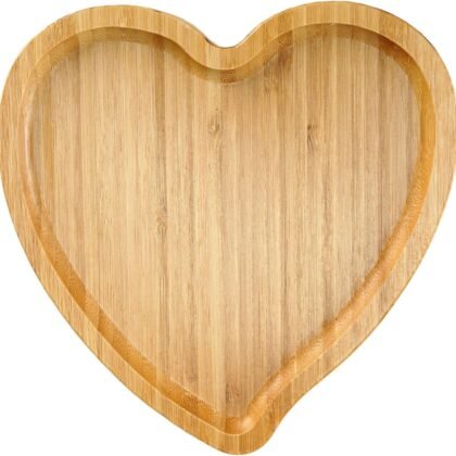 BinaryABC Heart Shaped Wood Serving Platters and Trays Side Dish Serving Trays Tabletop Serving Platters,Valentines Day Table Decorations Supplies (7.87inch)