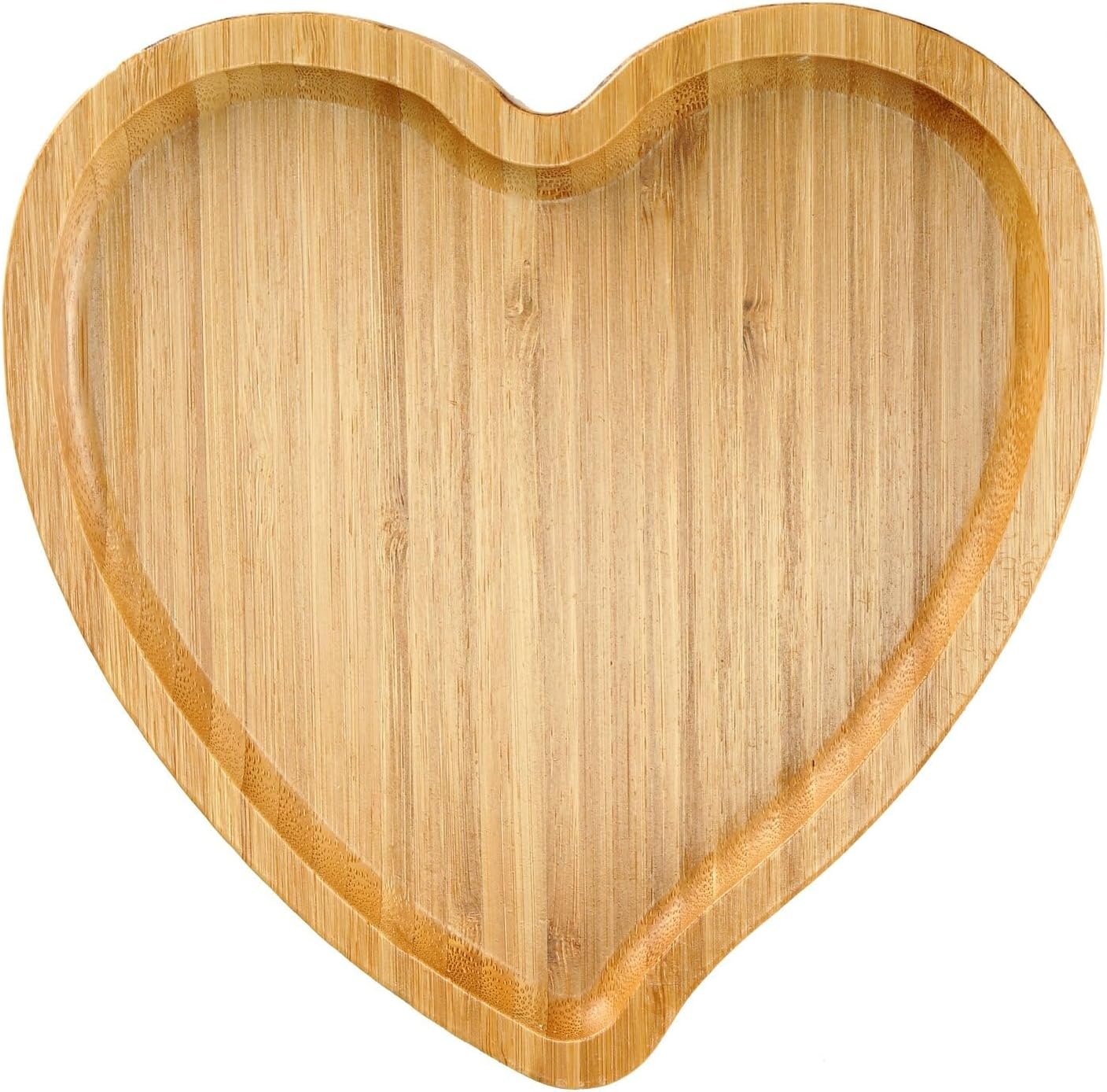 BinaryABC Heart Shaped Wood Serving Platters and Trays Side Dish Serving Trays Tabletop Serving Platters,Valentines Day Table Decorations Supplies (7.87inch)