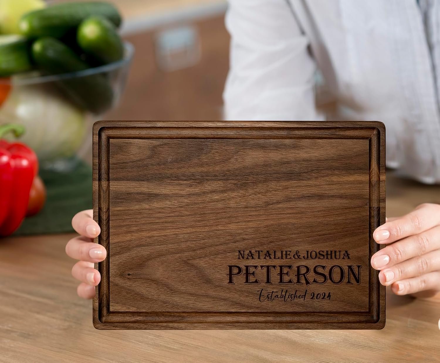 Personalized Christmas Gifts - Custom Engraved Wood Cutting Boards - Unique Christmas, Wedding, Bridal Shower, Anniversary, Housewarming, Real Estate Closing Gift Idea For Couples, Friends, Family - Image 8