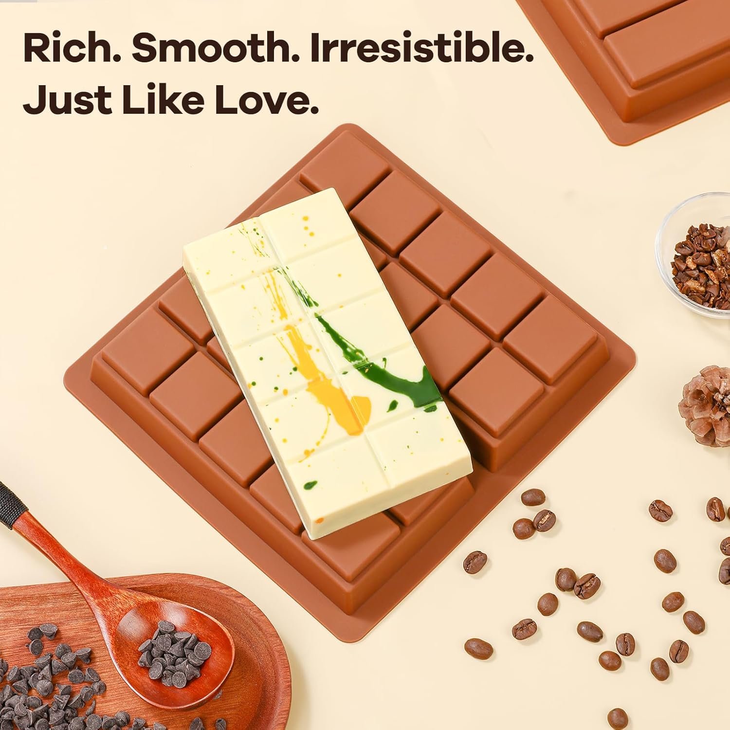 Dubai Chocolate Molds 1 Inch Deep, Silicone Chocolate Bar Mold – Non-Stick, Flexible, Large and Thick Homemade Chocolates, Candies, and Desserts - Set of 1 - Image 7