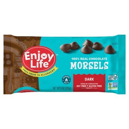 Enjoy Life Baking Dark Chocolate Morsels, Dairy Free , Soy Free, Nut Free, Non GMO, Gluten Free, Vegan Chocolate Chips, 9 oz bag