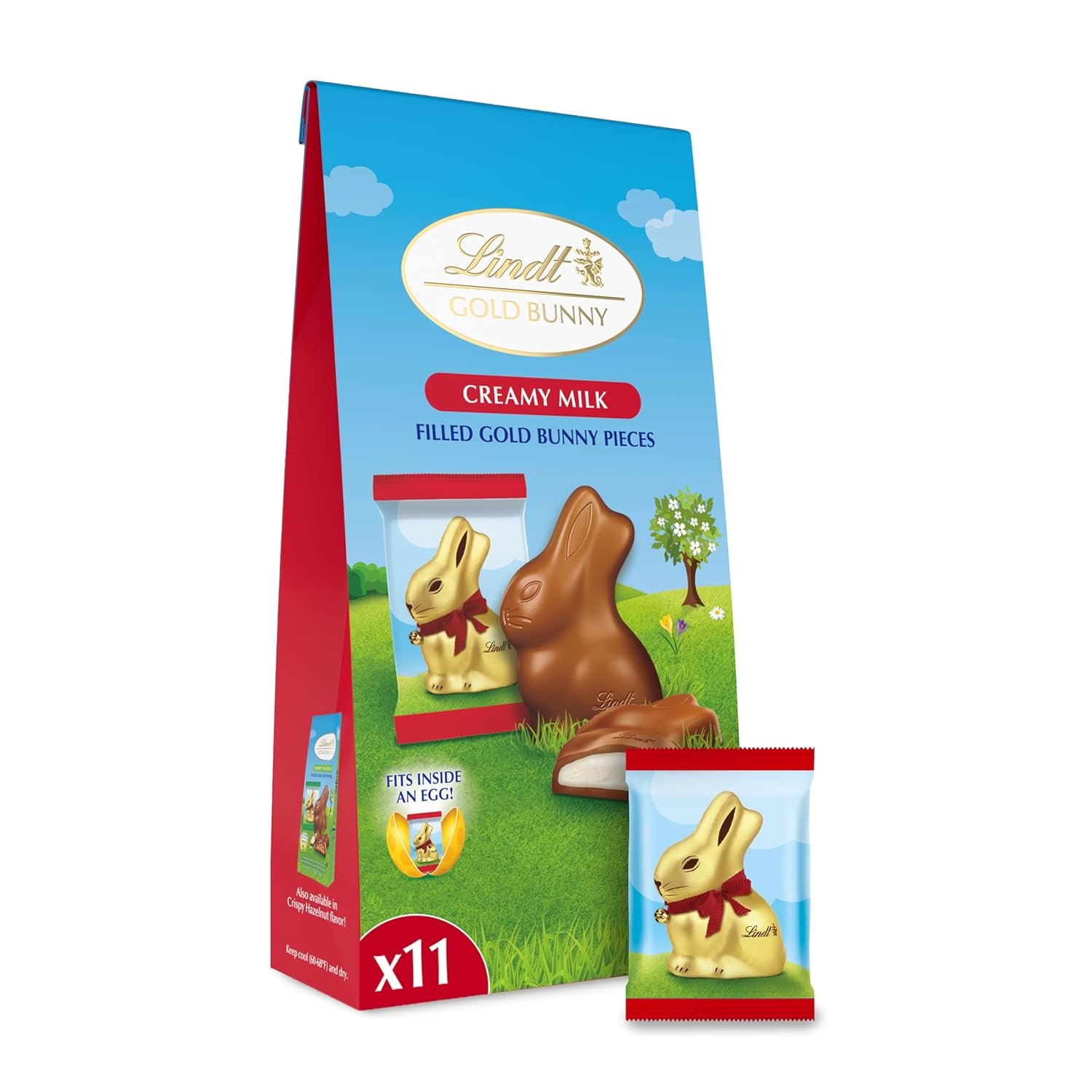 Lindt GOLD BUNNY Creamy Milk Chocolate Candy Bunnies, 11 Pieces, 3.9 oz. Bag