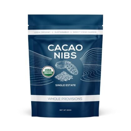 One Farm by WAAYB Organic Cacao Nibs, Single Estate, Non-GMO, Fair-Trade, Vegan, Gluten Free, 100% Raw Rizek Cacao Nibs in Resealable Bag - 7 oz (25 servings)