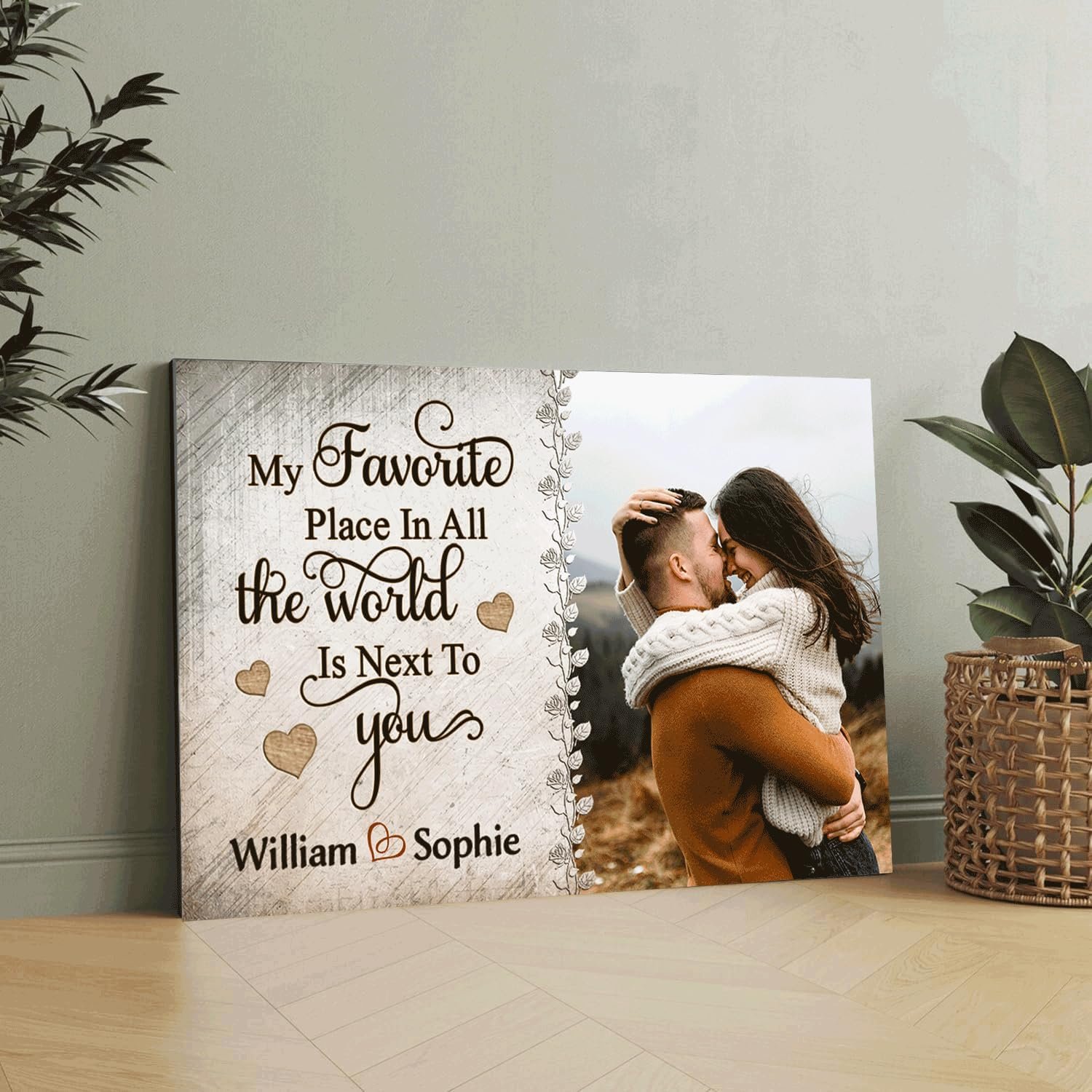 FAMITRENDZ Personalized Couple Canvas Wall Art, Custom Photo Print Canvas/Poster/Frame, Anniversary, Valentine Day, Wedding, Birthday Gifts for Him Her Boyfriend Girlfriend, Husband Wife Bedroom Decor - Image 3