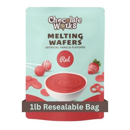 Chocolate Works Red Melting Chocolate Wafers, 1lb (Pack of 1)
