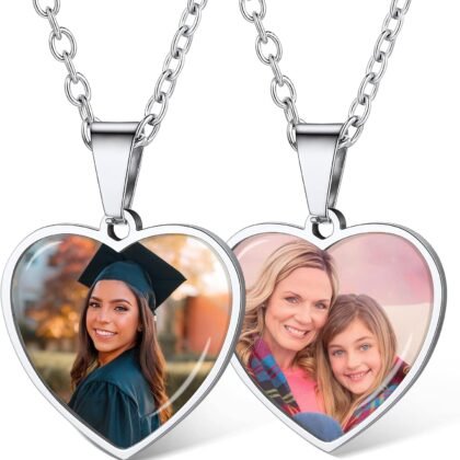 Custom4U Picture Necklace Personalized Custom Dog Tag/Disc/Heart Pendant Picture Jewelry Engraved Memory Chain with Photo Name Customized Photo Gifts for Men Women (Gift Box)