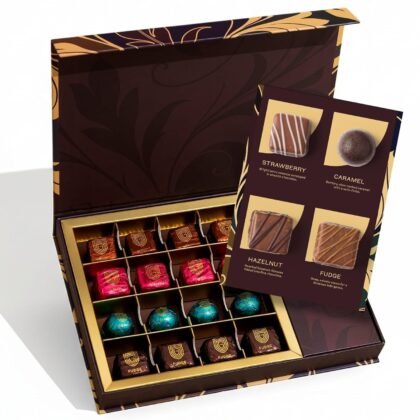 Gourmet Chocolate Gift Box | Easter Assorted Chocolate Box with Strawberry, Caramel, Hazelnut & Fudge Flavors | Premium Candy Gift Set for Holiday. 16 pcs.