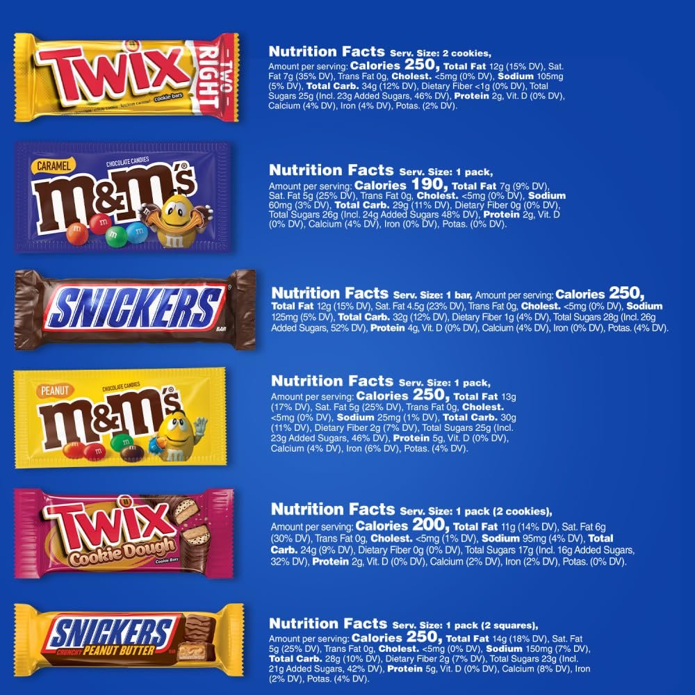 MARS M&M'S Peanut, M&M'S Caramel,SNICKERS Original,SNICKERS Peanut Butter Squared, TWIX Original and Cookie Dough Variety Pack Full Size Individually Wrapped Milk Chocolate Candy Bars,18 Ct - Image 7