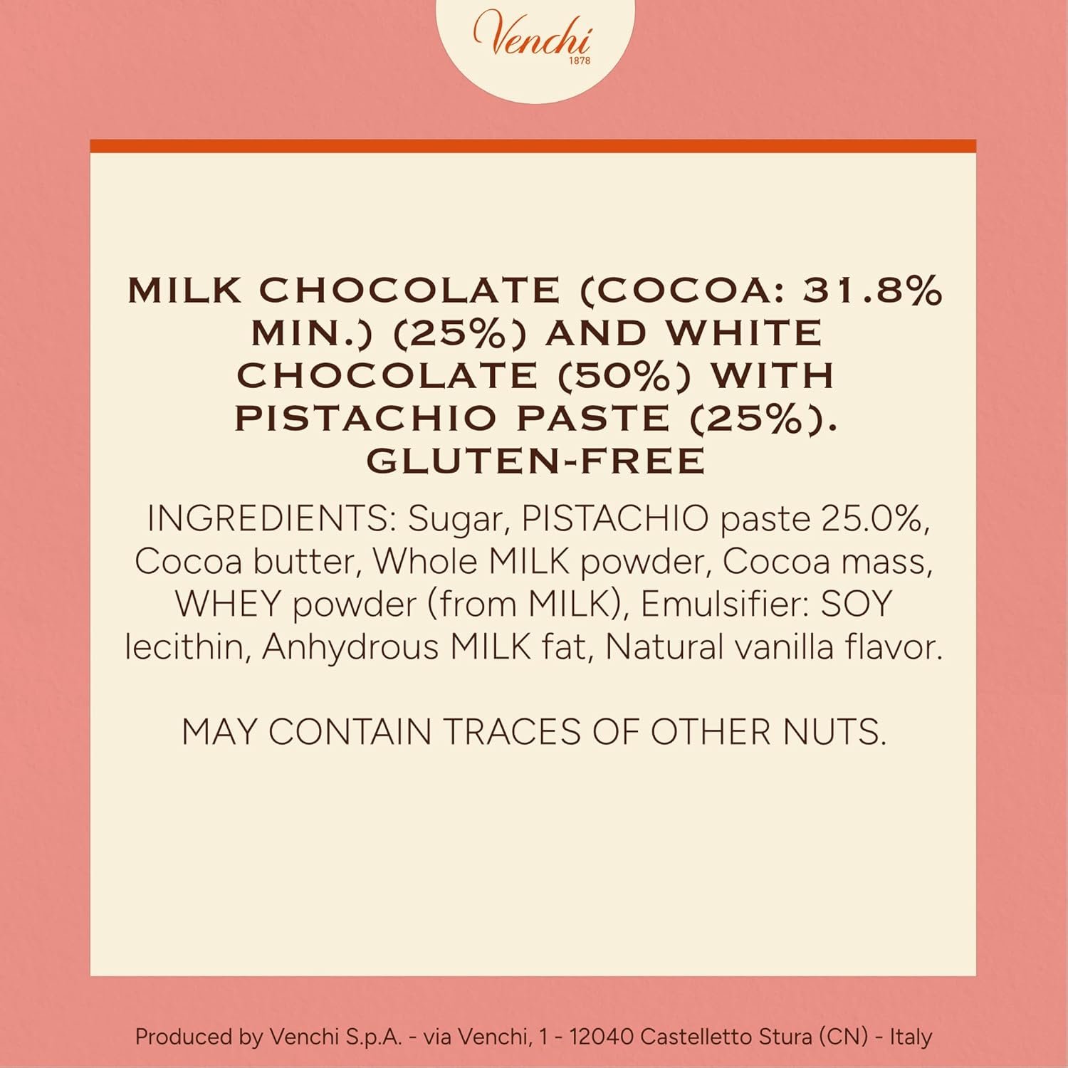 Venchi - Pistachio Cremino Chocolate Bar with Gianduja, 3.88oz - Gluten Free - Image 3