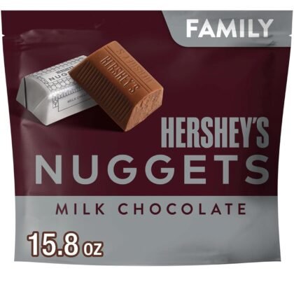 HERSHEY'S Milk Chocolate Nuggets Packaged Candy Family Pack Stand Up Bag, 15.8 oz.(447 g)