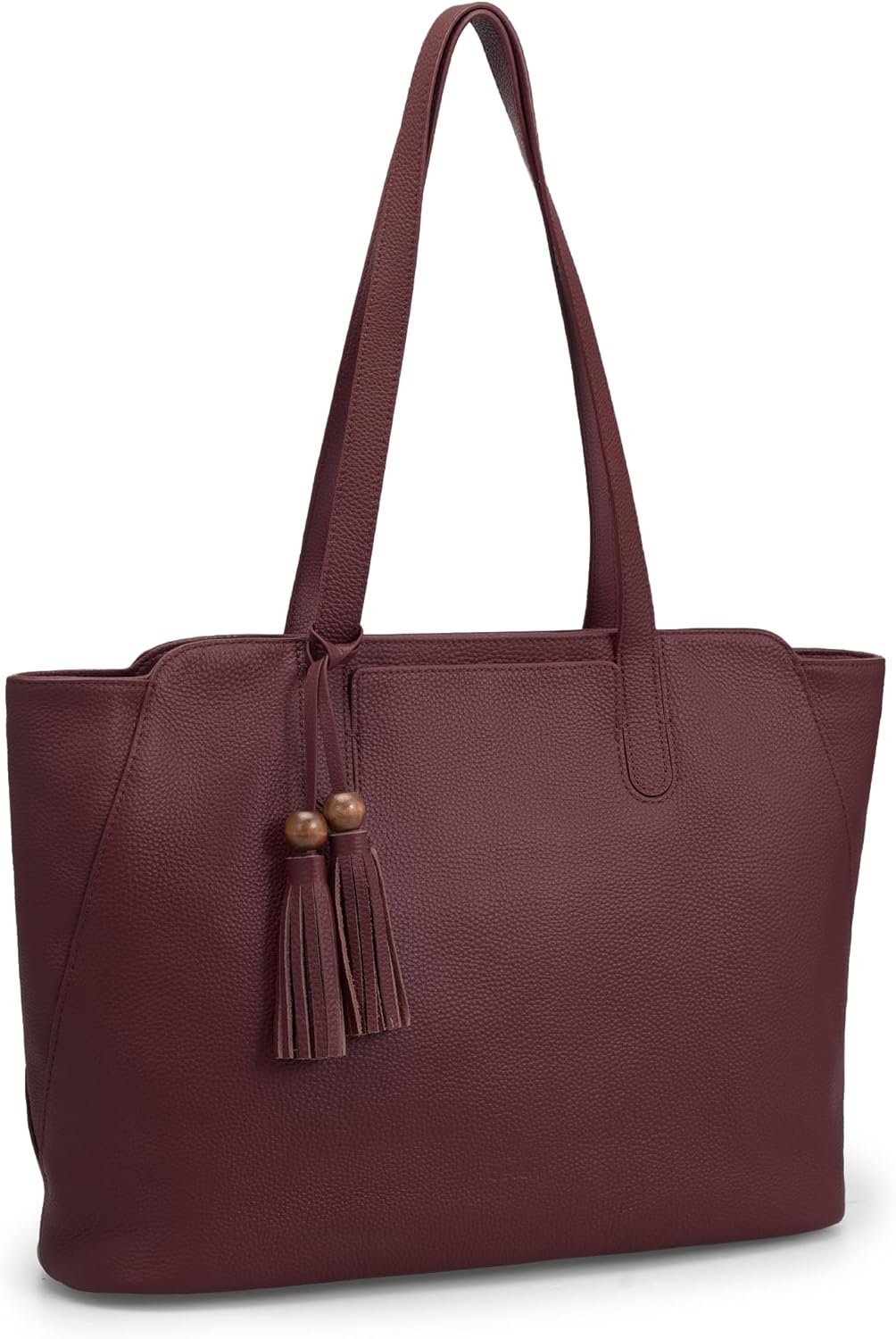 befen Genuine Leather Tote Bag for Women Work, Women's Tote Handbags Shoulder Satchel Purse with Compartments and Tassel