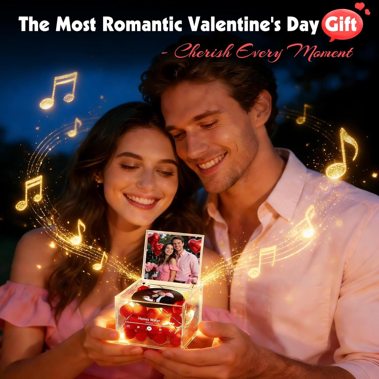 Custom Acrylic Music Box with Light – Personalized Mini Photo & Song Vinyl Record Player, Romantic Valentine’s Day Gift for Couples, Him or Her, Anniversary Birthday Gifts for Women Wife Girlfriend - Image 2