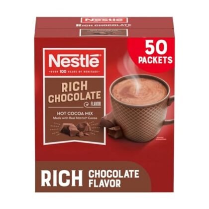 Nestle Hot Chocolate Packets, Hot Cocoa Mix, Rich Chocolate Flavor, Made with Real Cocoa, 0.71 oz, Bulk Pack (50 Count)
