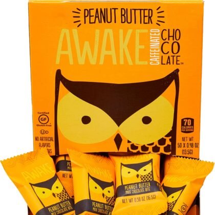 Awake Caffeinated Chocolate Energy Bites (Peanut Butter, 50 Count (Pack of 1))