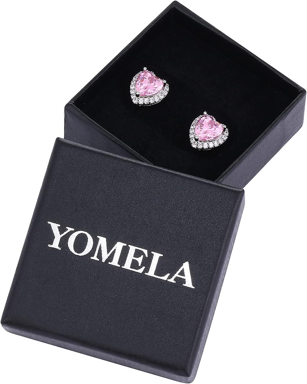 YOMELA Cubic Zirconia Earrings Studs, Halo CZ Birthstone Simulated Diamond Stud Earrings for Women - Image 6