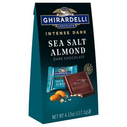GHIRARDELLI Intense Dark Chocolate Squares, Sea Salt Almond, 4.12 Oz Bag