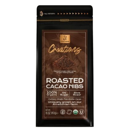 U Chocolate Creations | Organic Cacao Nibs (16 oz) | Fresh from our Farm | 100% natural, 0% Sugar | Perfect topping for healthy snacks, granola, ice cream, yogurt and baking recipes, flavanol-rich.