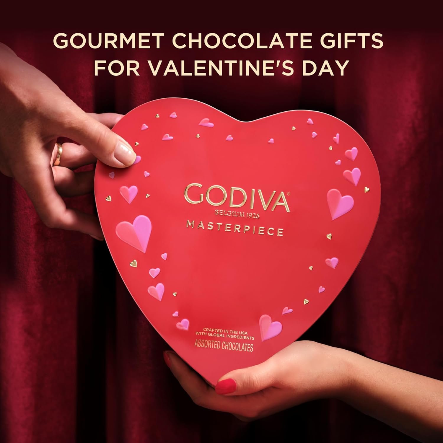 Godiva Masterpiece Heart Chocolate Gift Tin, Assorted Milk & Dark Chocolate with Ganache, Valentine’s Day Keepsake Gift for Her, 7pc - Image 4