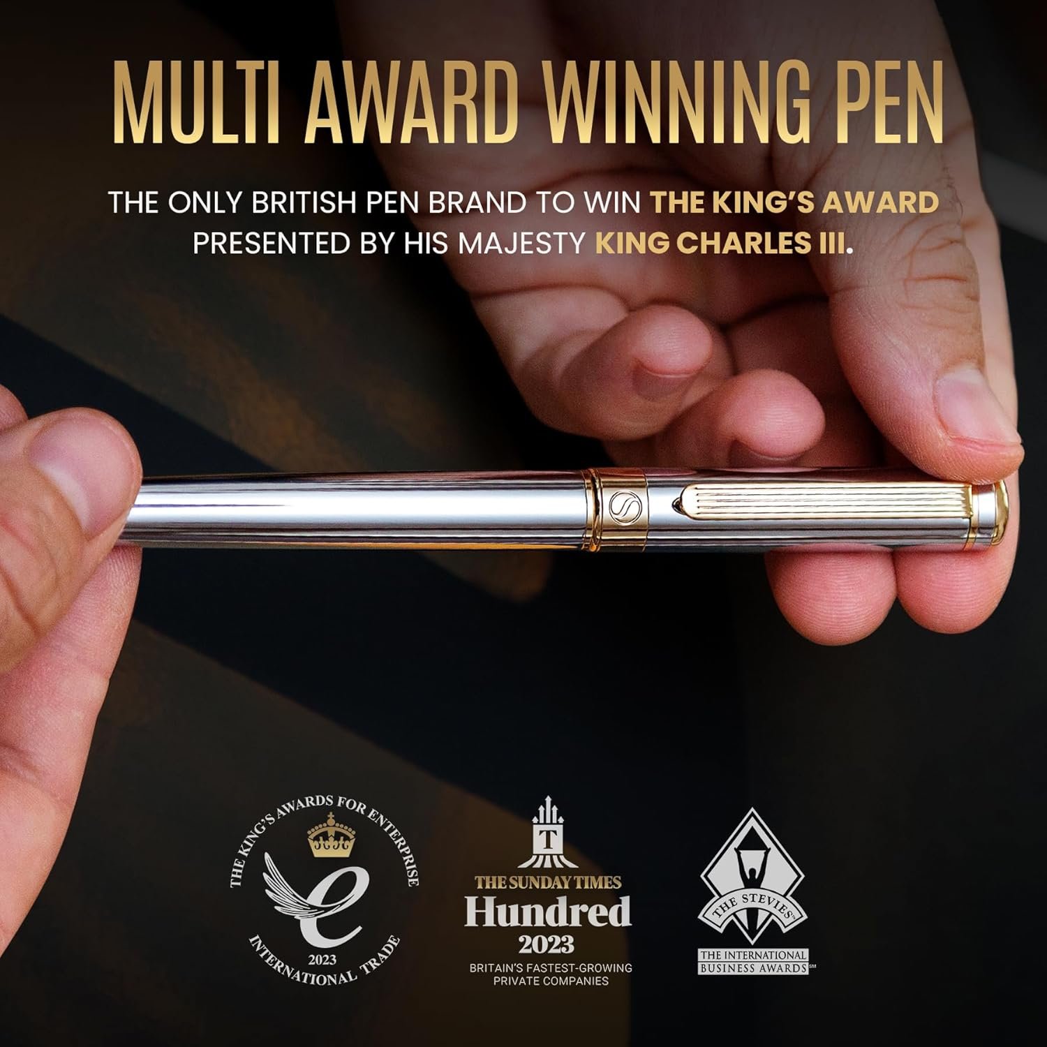 Scriveiner Silver Chrome Rollerball Pen - Stunning Luxury Pen, Real Gold Plating, Schmidt Ink Refill, Best Roller Ball Pen Gift Set for Men & Women, Professional, Executive Office, Fancy Pens - Image 8