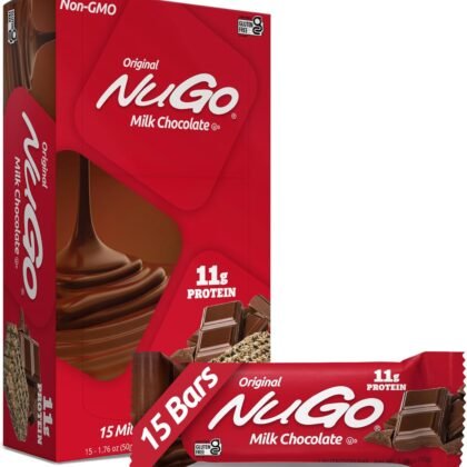 NuGo Protein Bar, Chocolate, 11g Protein, Gluten Free, 15 Count