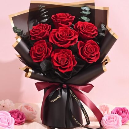 Flowers for Delivery Prime 7 Roses, Valentines Day Gifts for Her, Preserved Flowers Eternal Forever Red Roses Bouquet Birthday Gifts Regalos Para San Valentin for Women Gf Gifts Wedding Anniversary