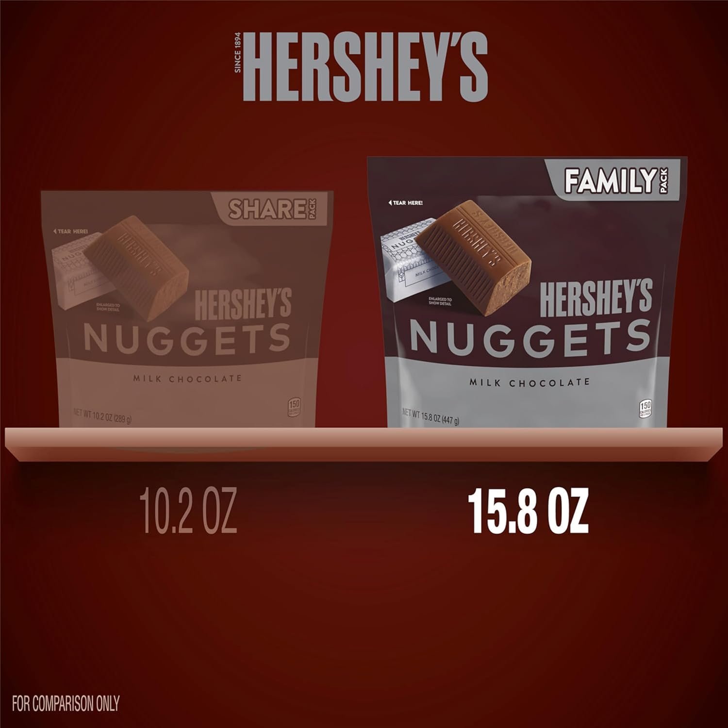HERSHEY'S Milk Chocolate Nuggets Packaged Candy Family Pack Stand Up Bag, 15.8 oz.(447 g) - Image 4