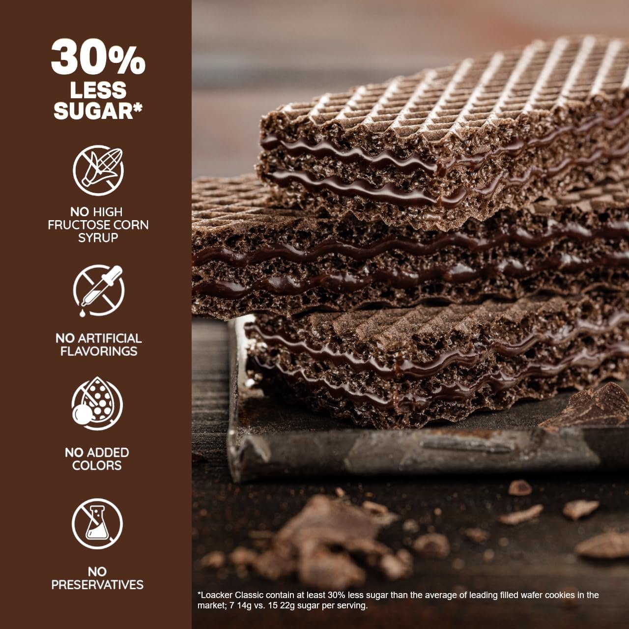 Loacker Classic Double Choc Wafers - Premium Crispy Cocoa Wafer Cookies with Chocolate Cream Filling - Multipack of 12 Snack Packs - NON-GMO - Sustainably Sourced Cocoa - 45g/1.59oz, Pack of 12 - Image 3