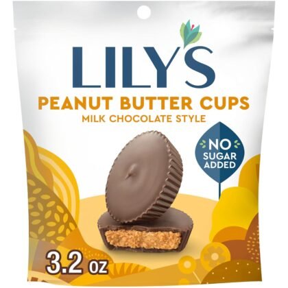 LILY'S Milk Chocolate Style Peanut Butter Cups No Sugar Added, Sweets Bag, 3.2 oz