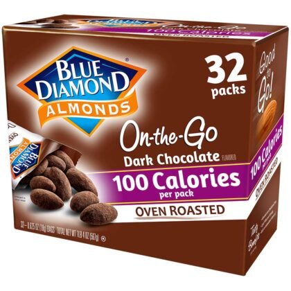 Blue Diamond Almonds Dark Chocolate Cocoa Dusted Snack Nuts, 100 Calorie Packs, (Pack of 1, 32 Count Toal)