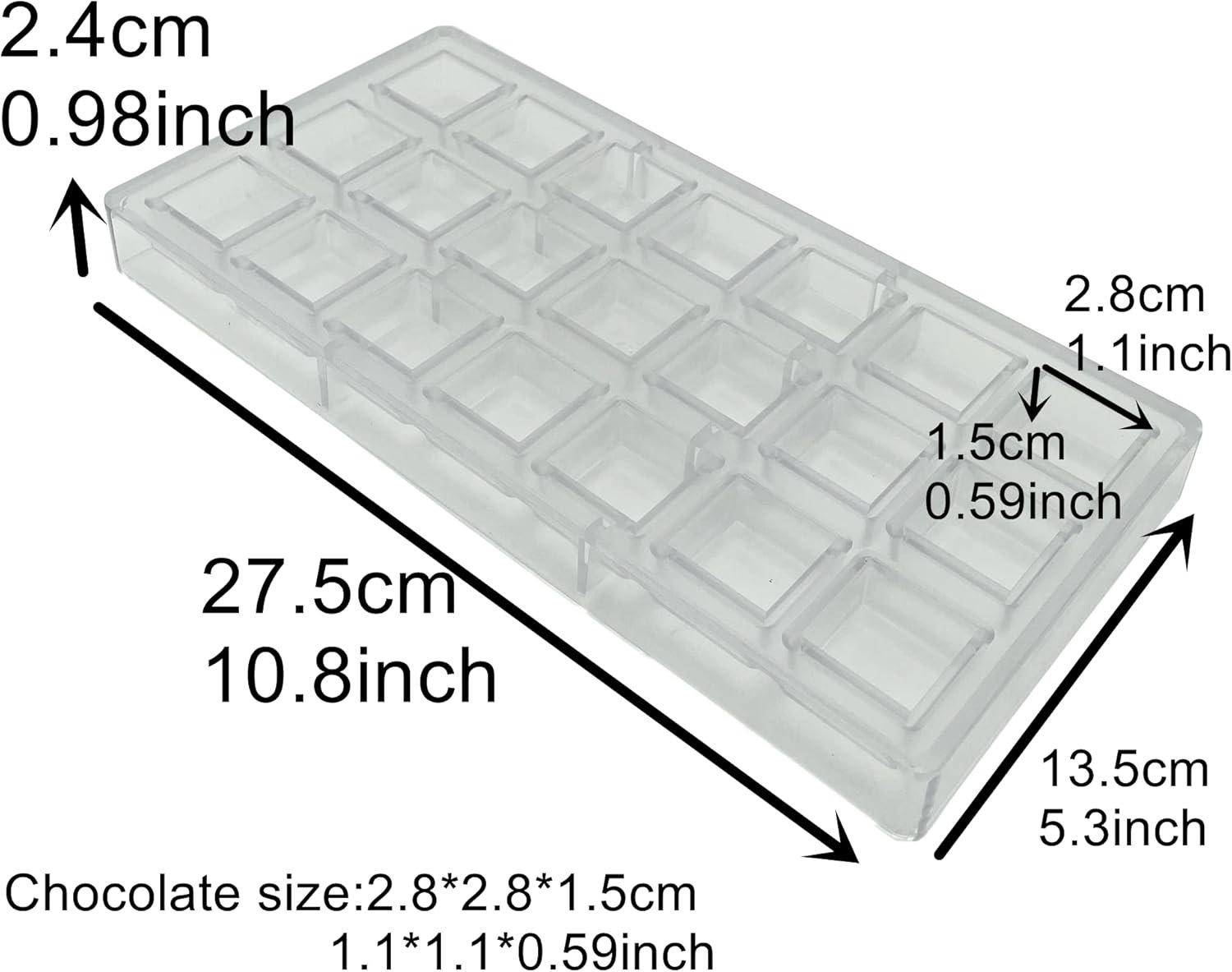 Square Chocolate Making Mould Polycarbonate Chocolate DIY Mold 21 Cavities Candy Ice Cube Molds - Image 2