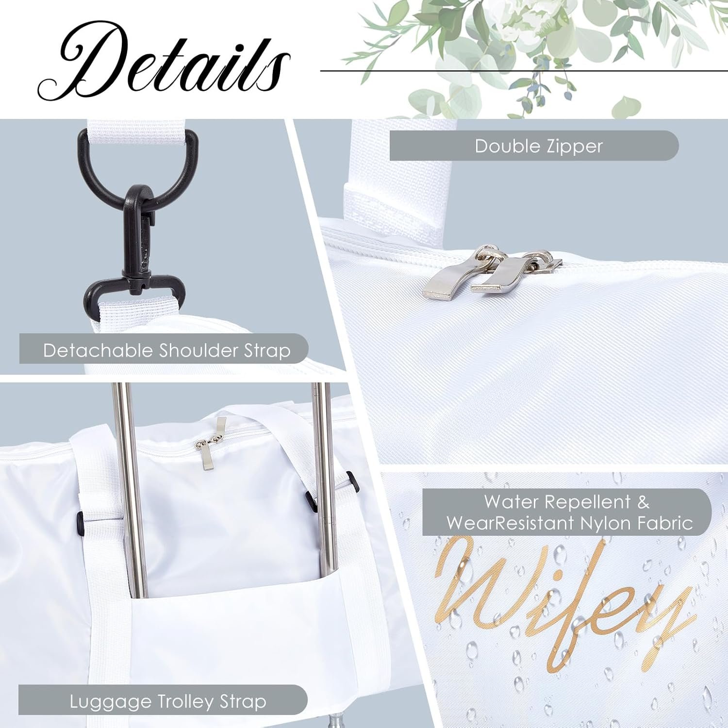 Sanwuta 2 Pcs Couple Duffel Travel Bag Set Wedding Gift Bag for Valentine Bride Groom Honeymoon Travel Bags Gym/weekender Bag(Wifey Hubby) - Image 3