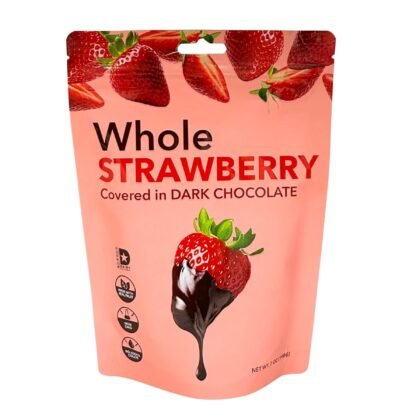 Dark Chocolate Covered Whole Strawberries, 7 Oz Bag, Made With Real Fruit, Kosher, Non GMO, No Added Color, Soft Chewy Center, Valentine’s Day Gift