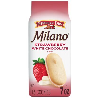 Pepperidge Farm Milano White Chocolate Strawberry Flavored Cookies, 7 Oz Bag