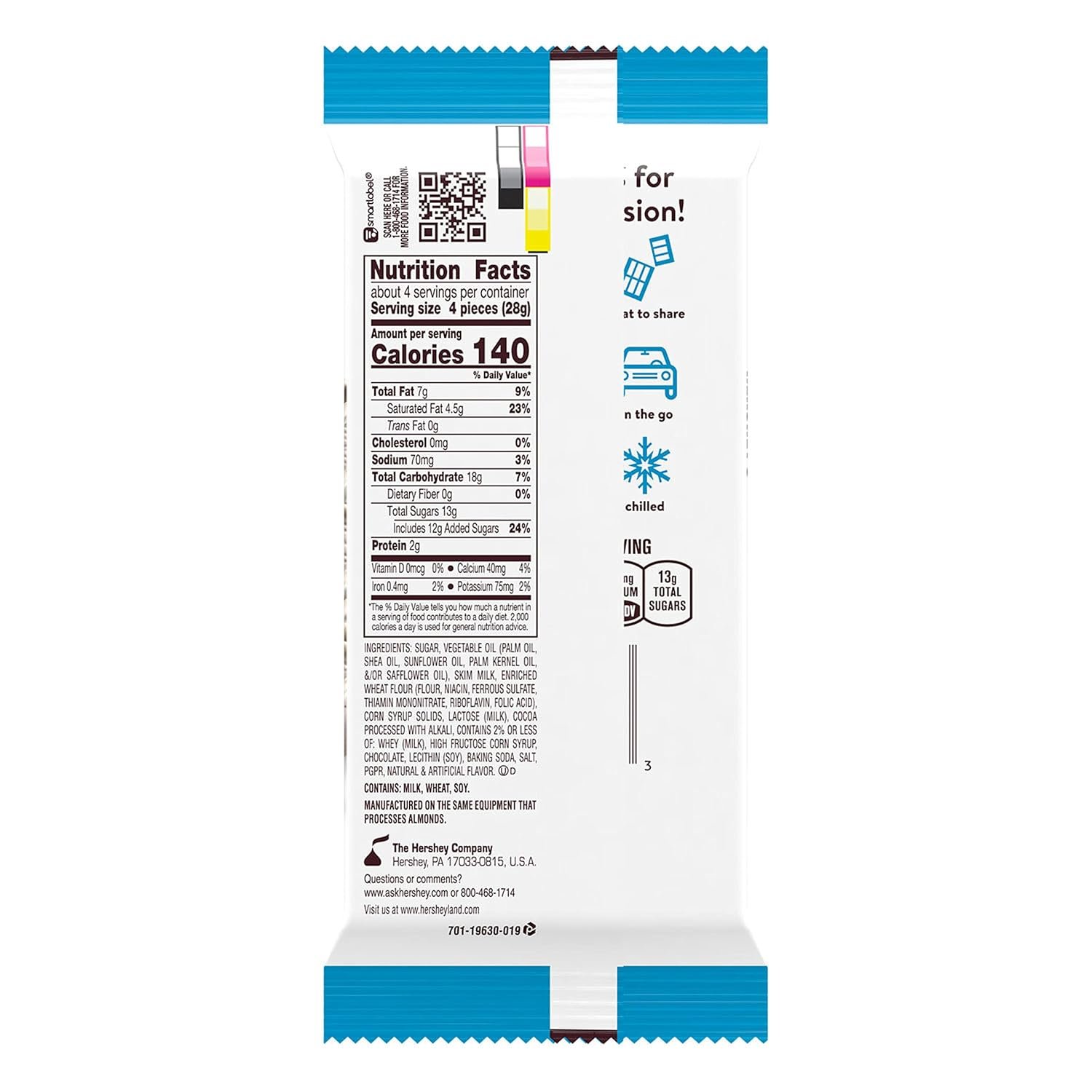 HERSHEY'S Cookies 'n' Creme XL, Candy Bar, 4 oz (16 Pieces) - Image 2