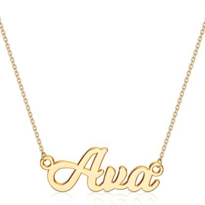 Ursteel Custom Name Necklace Personalized, Valentines Gifts for Her, 14K Gold Plated Personalized Name Necklace Dainty Name Plate Necklace Jewelry Personalized Gifts for Women