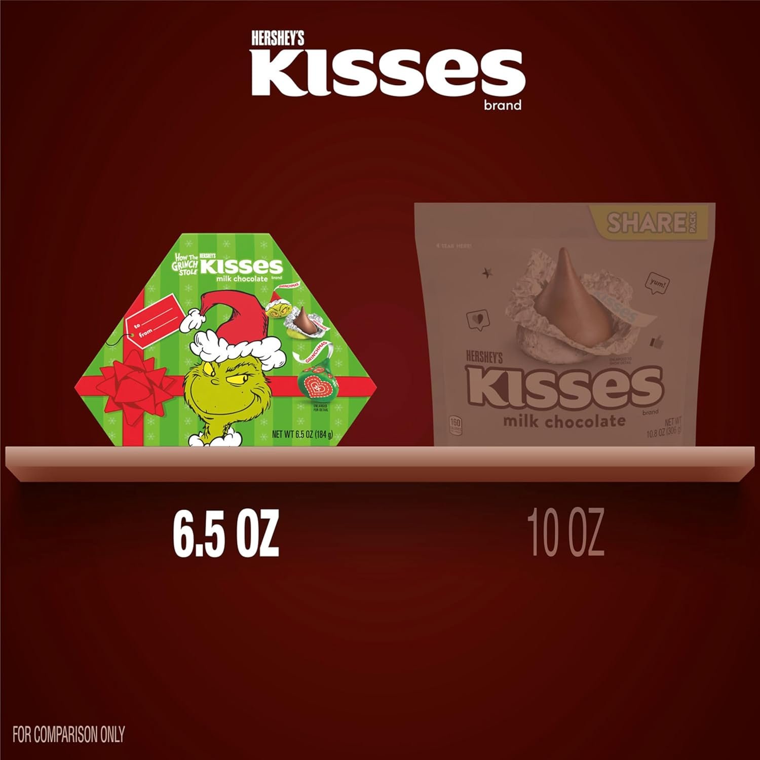 HERSHEY'S KISSES Grinch Milk Chocolate, Christmas Candy Gift Box, 6.5 oz - Image 4