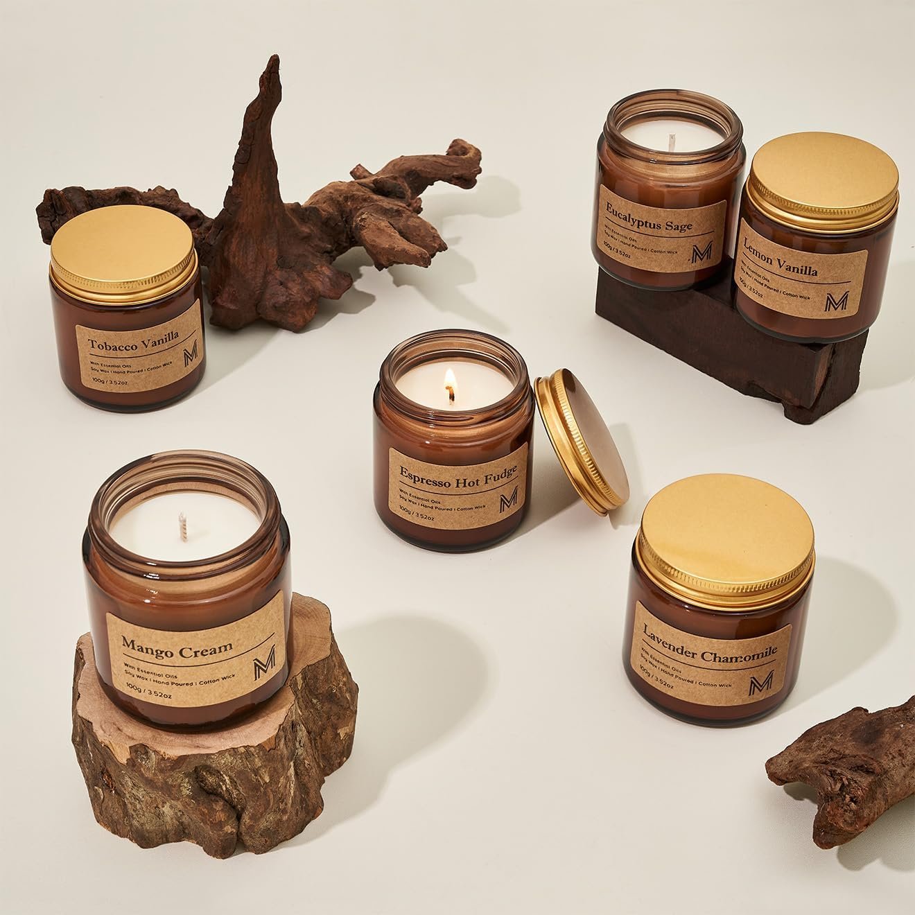 M&SENSE 6 Pack Christmas Candle Gift Set, Aromatherapy Candle Gift for Men and Women, Soy Wax Candles Home Scented, Long Lasting Amber Jar Xmas Candles for Christmas, Thanksgiving, Holiday - Image 5