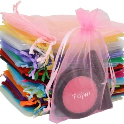 50pcs Organza Bags-Mix Color 3.54''x4.33''(9x11cm) Satin Drawstring Organza Pouch Wedding Party Favor Gift Bag Jewelry Watch Bags