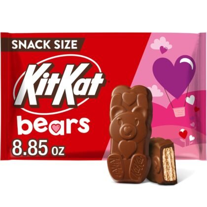 KIT KAT Milk Chocolate Wafer Snack Size Bears, Valentine's Candy Bag, 8.85 oz