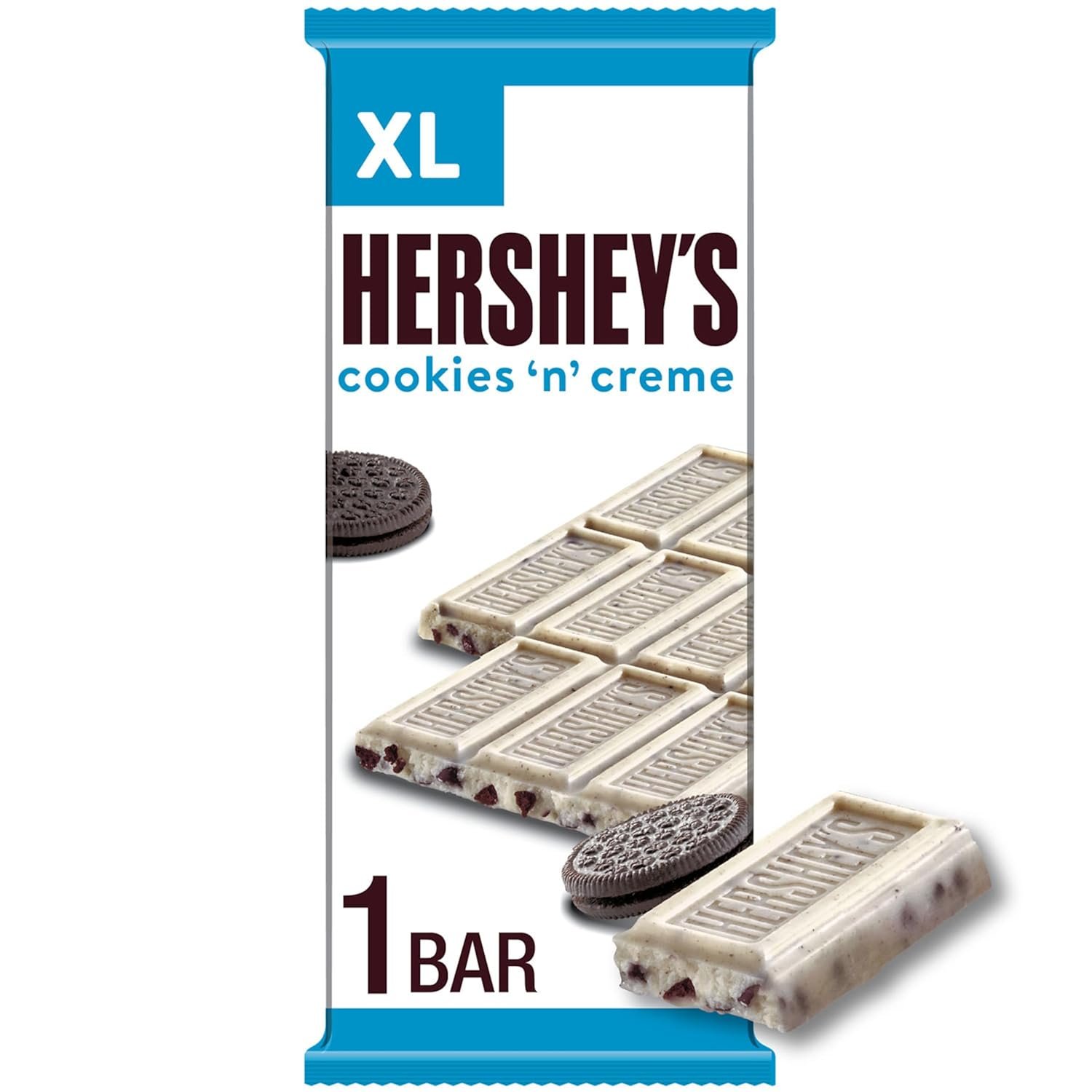 HERSHEY'S Cookies 'n' Creme XL, Candy Bar, 4 oz (16 Pieces)