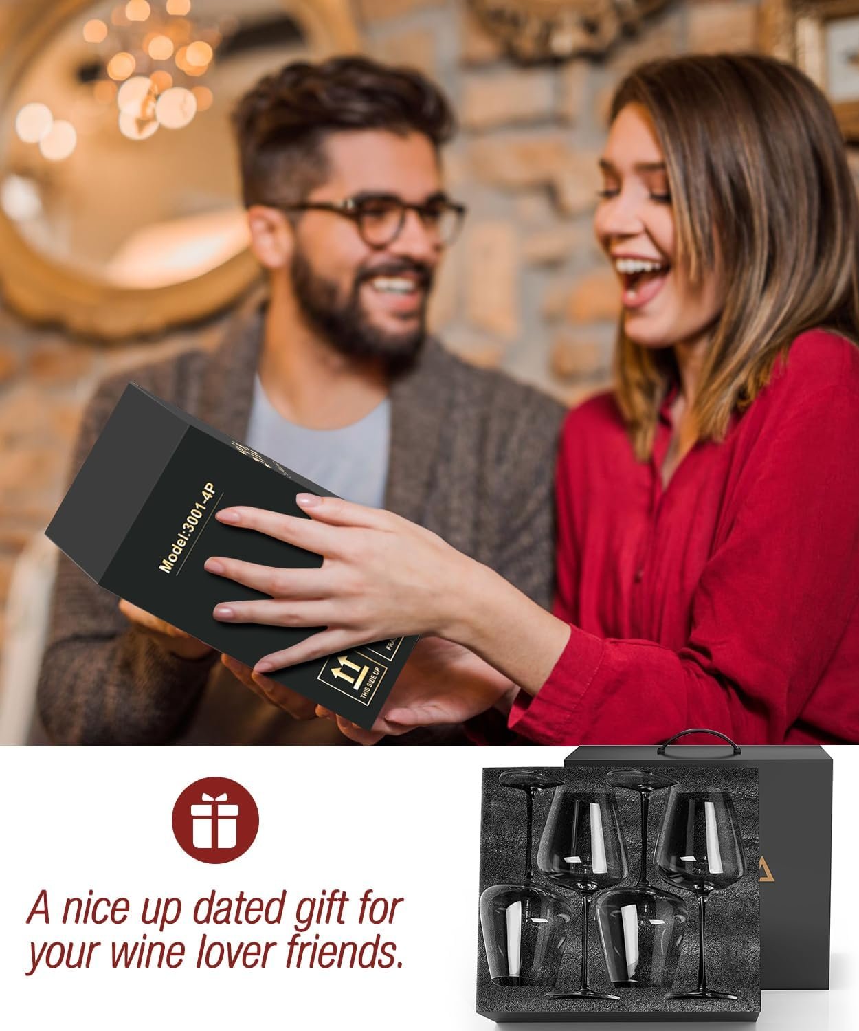 OJA Red Wine Glasses Set of 4, Large Burgundy Glasses 23 OZ, Hand Blown Crystal Glass Light, Clear, Best for Wine tasting, Birthday, Christmas, Anniversary, Father's Day - Image 7