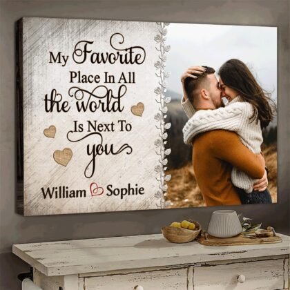 FAMITRENDZ Personalized Couple Canvas Wall Art, Custom Photo Print Canvas/Poster/Frame, Anniversary, Valentine Day, Wedding, Birthday Gifts for Him Her Boyfriend Girlfriend, Husband Wife Bedroom Decor