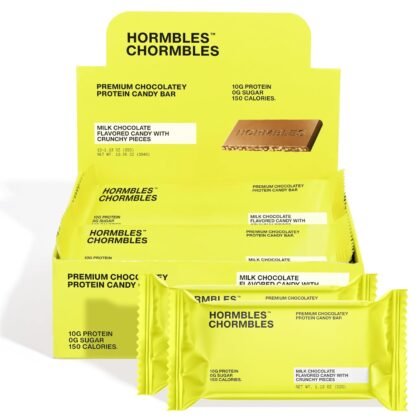 Hormbles Chormbles Protein Candy Bars, Classic Milk, 10g Protein, 0g Sugar, 150 Calories, Milk Chocolate Candy With Crunchy Pieces, Sugar Free Snacks or Dessert, 1.13 Oz, 12 Pack