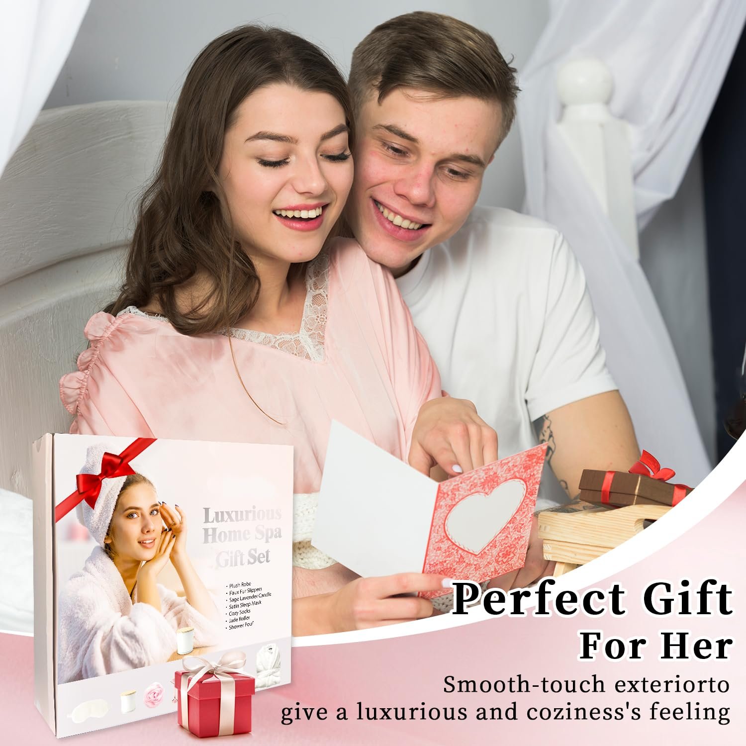 Birthday Gifts for Women, Bathrobe Set, Spa Robe and Slippers set with Scented Candle Self Care 7 Pack for Christmas Thanksgiven Valentine's Day Gift Unique for Her - Image 7