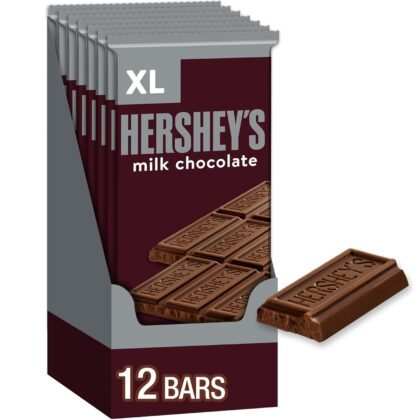 HERSHEY'S Milk Chocolate XL, Candy Bars, 4.4 oz (12 Count, 16 Pieces)